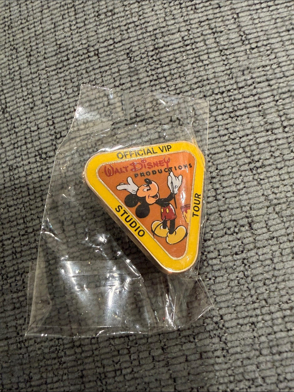 Disney Gold Triangle Mickey Pin with Black Clutch